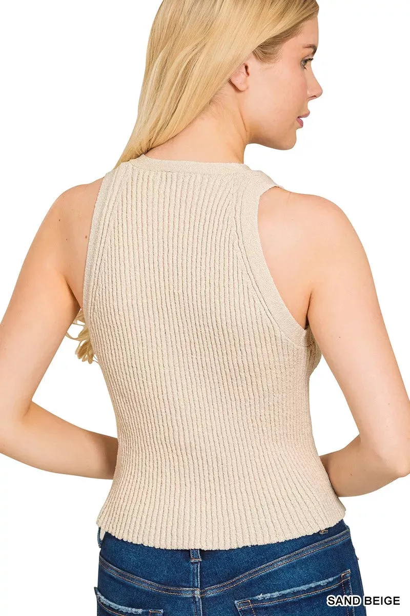 Zenana Ribbed Knit Button-Down Sweater Vest sold by Charming Charlie product image thumbnail 4