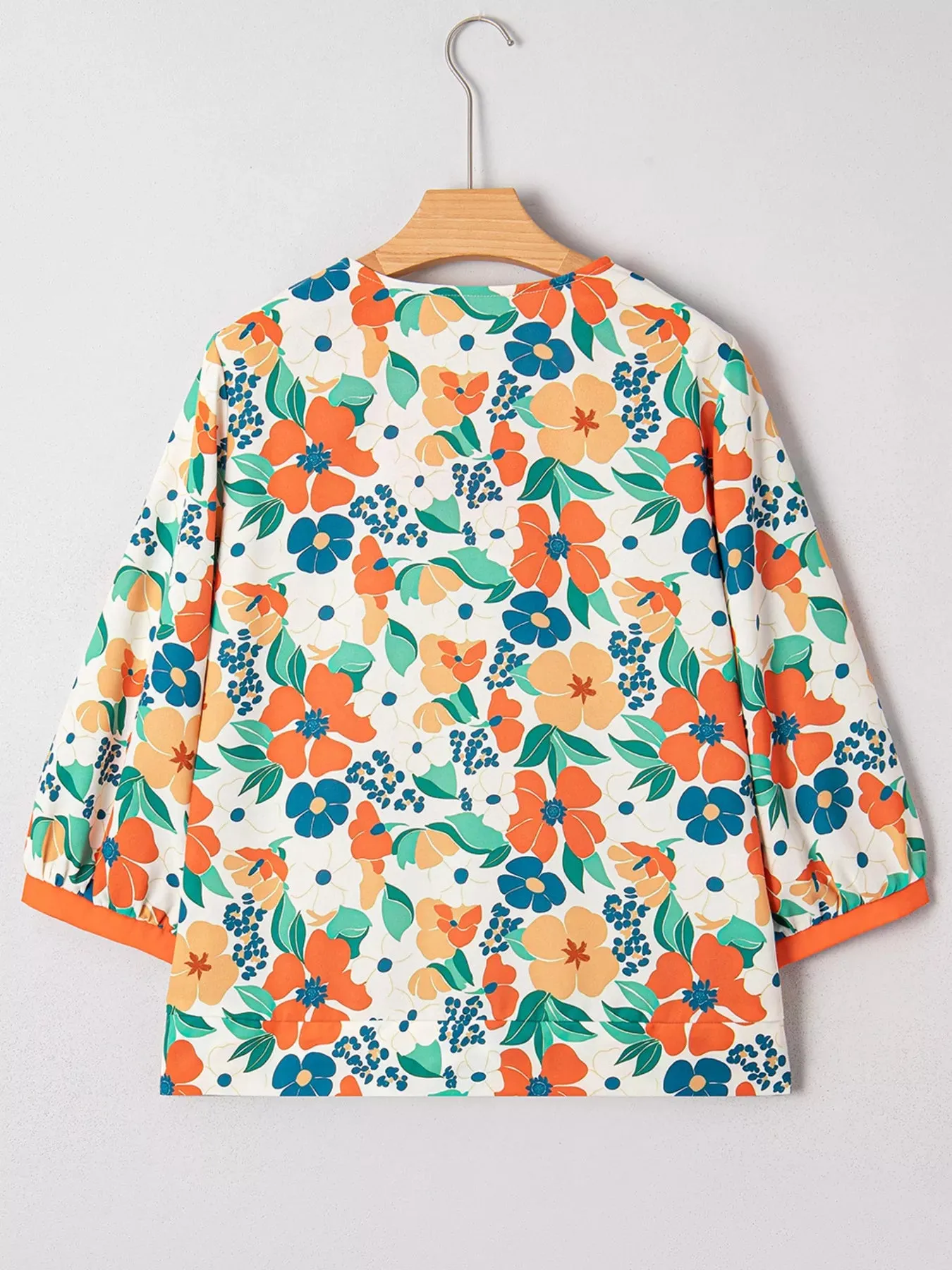 Frilled V Neck Floral Print Blouse sold by Charming Charlie product image thumbnail 3