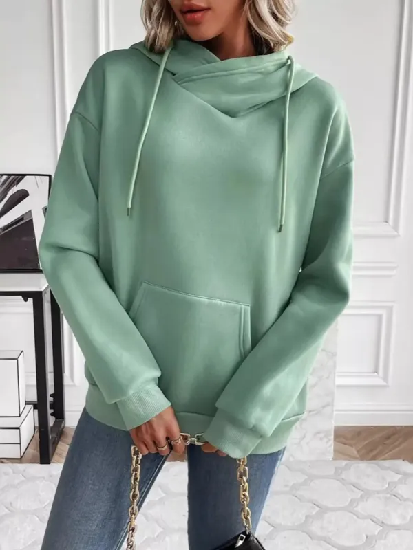 Kangaroo Pocket Long Sleeve Drawstring Hoodie sold by Charming Charlie