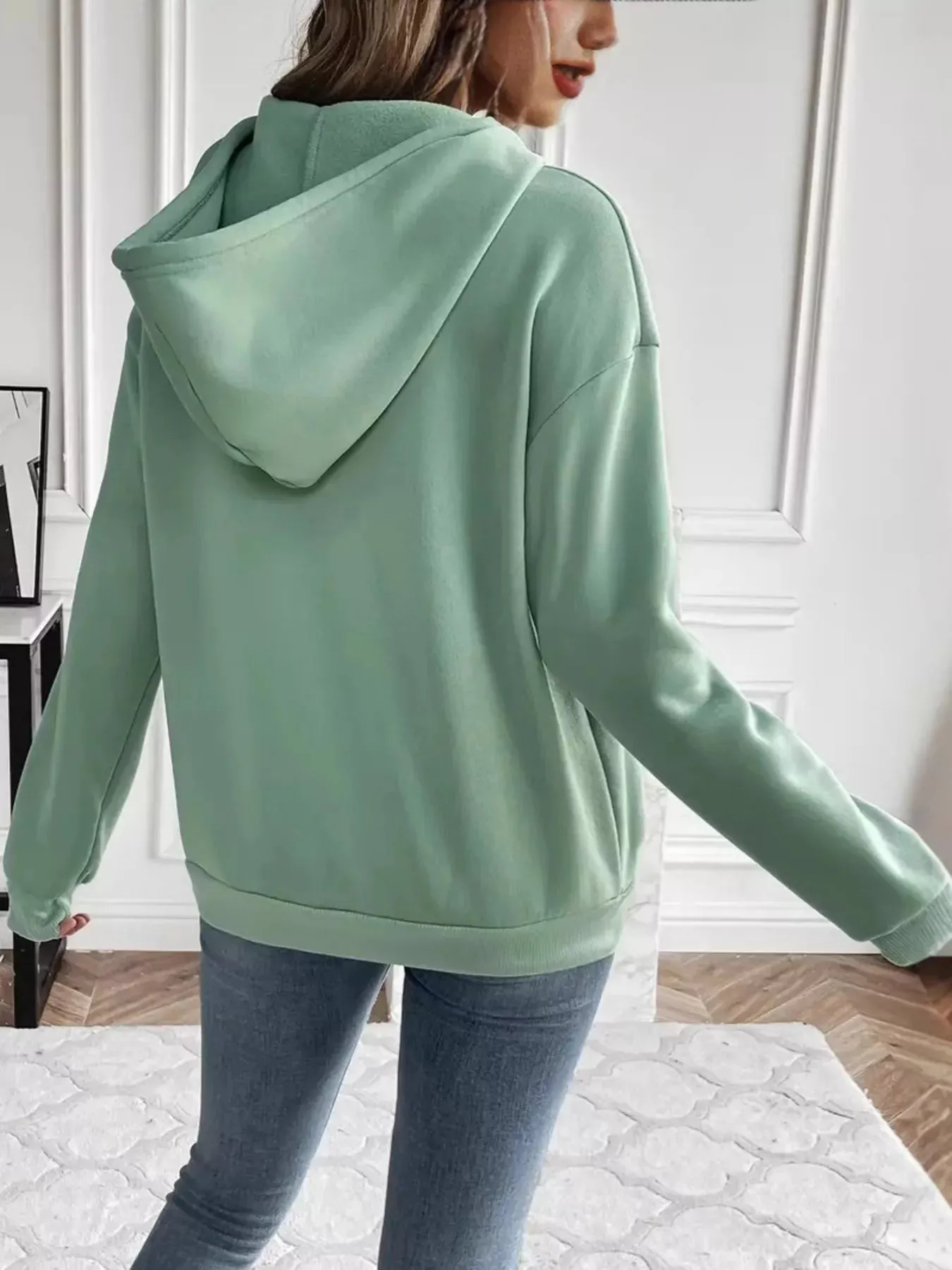 Kangaroo Pocket Long Sleeve Drawstring Hoodie sold by Charming Charlie product image thumbnail 2