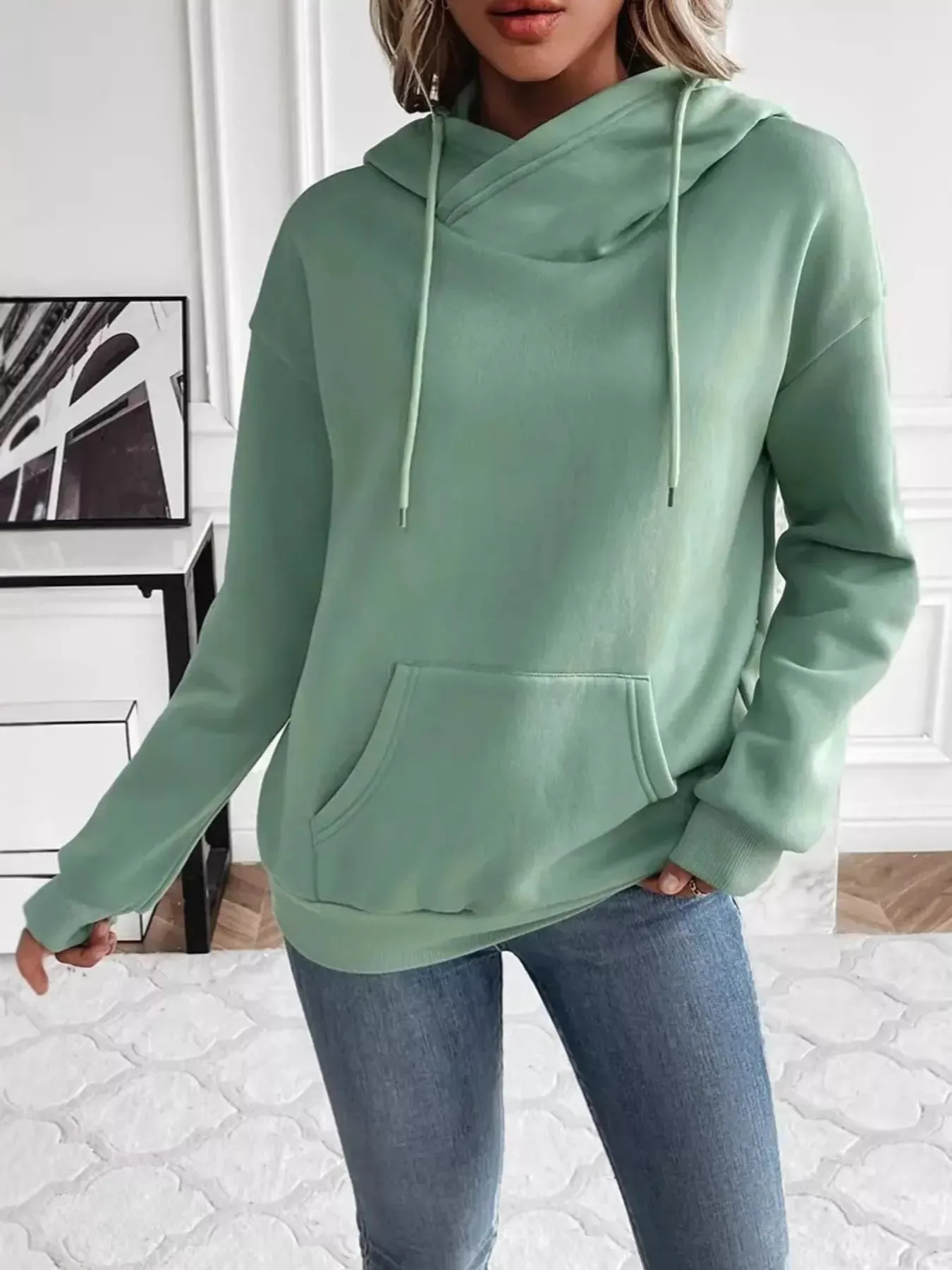 Kangaroo Pocket Long Sleeve Drawstring Hoodie sold by Charming Charlie product image thumbnail 4