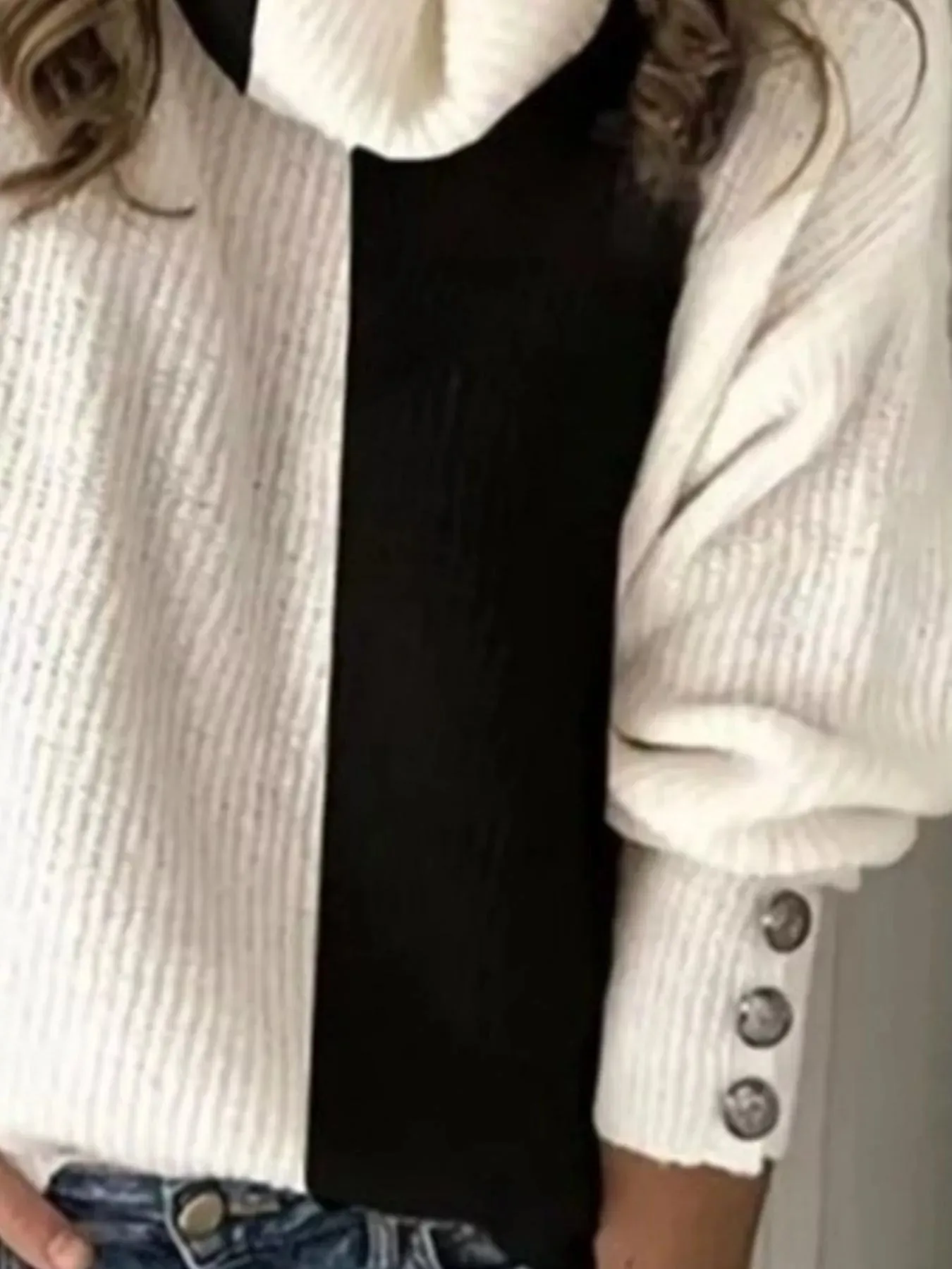 Full Size Two-Tone Turtleneck Long Sleeve Sweater Plus Size sold by Charming Charlie product image thumbnail 2