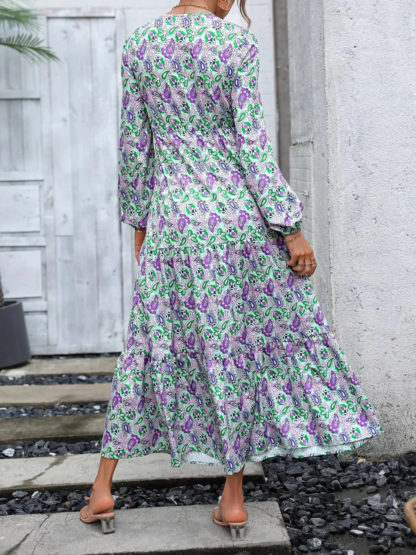 Printed V-Neck Long Sleeve Dress sold by Charming Charlie product image thumbnail 2