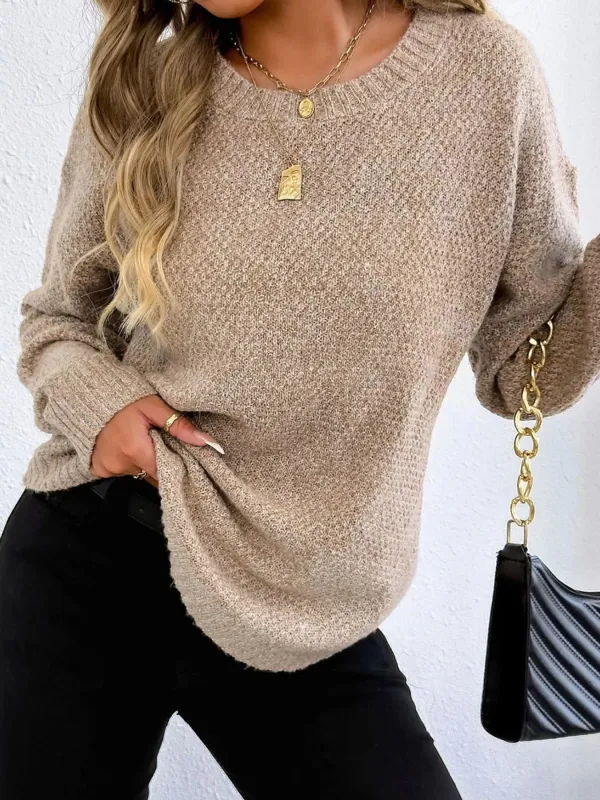 Textured Knit Relaxed Fit Round Neck Sweater sold by Charming Charlie