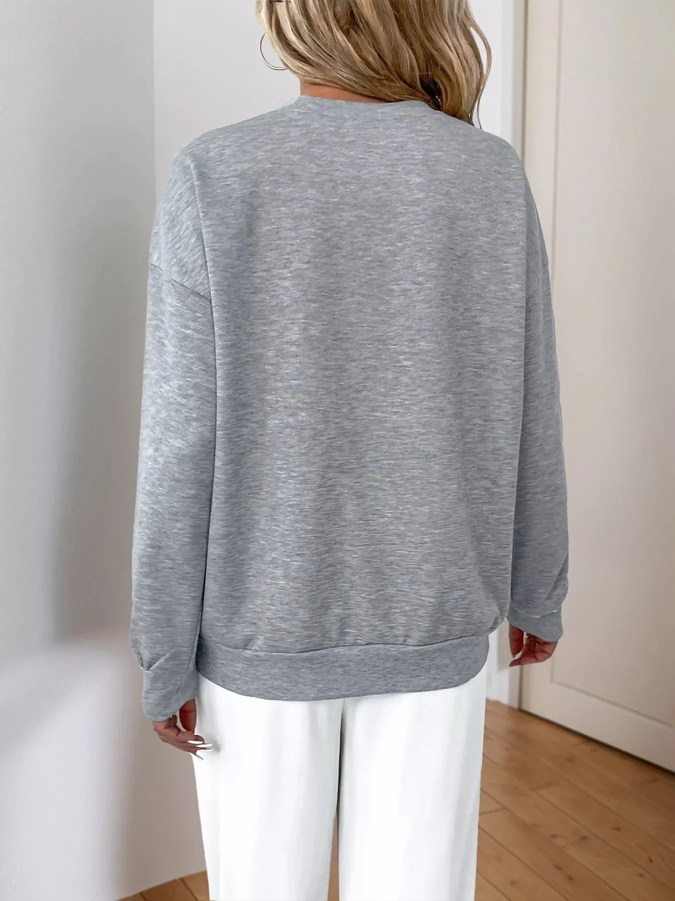 Sequin Round Neck Dropped Shoulder Sweatshirt sold by Charming Charlie product image thumbnail 5