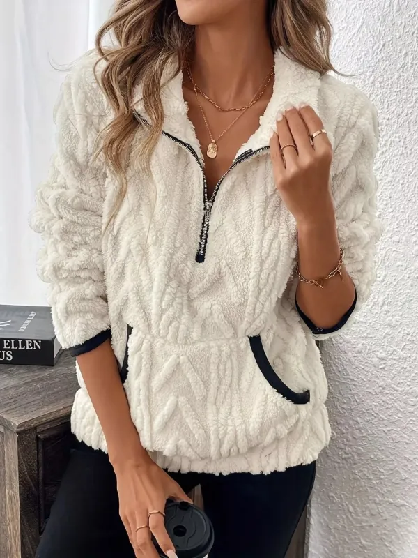 Cozy Sherpa Half Zip Sweatshirt sold by Charming Charlie