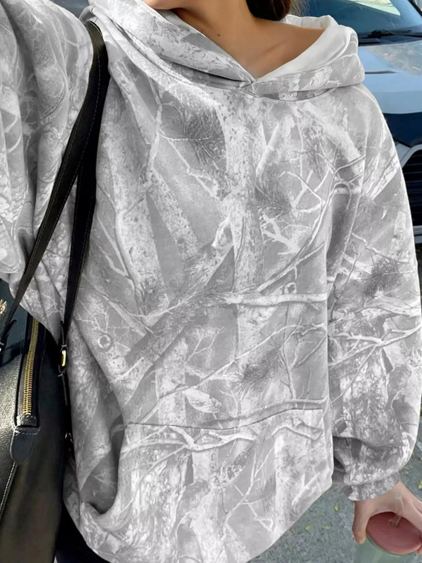 Camouflage Woodland Print Oversized Sporty Hoodie sold by Charming Charlie