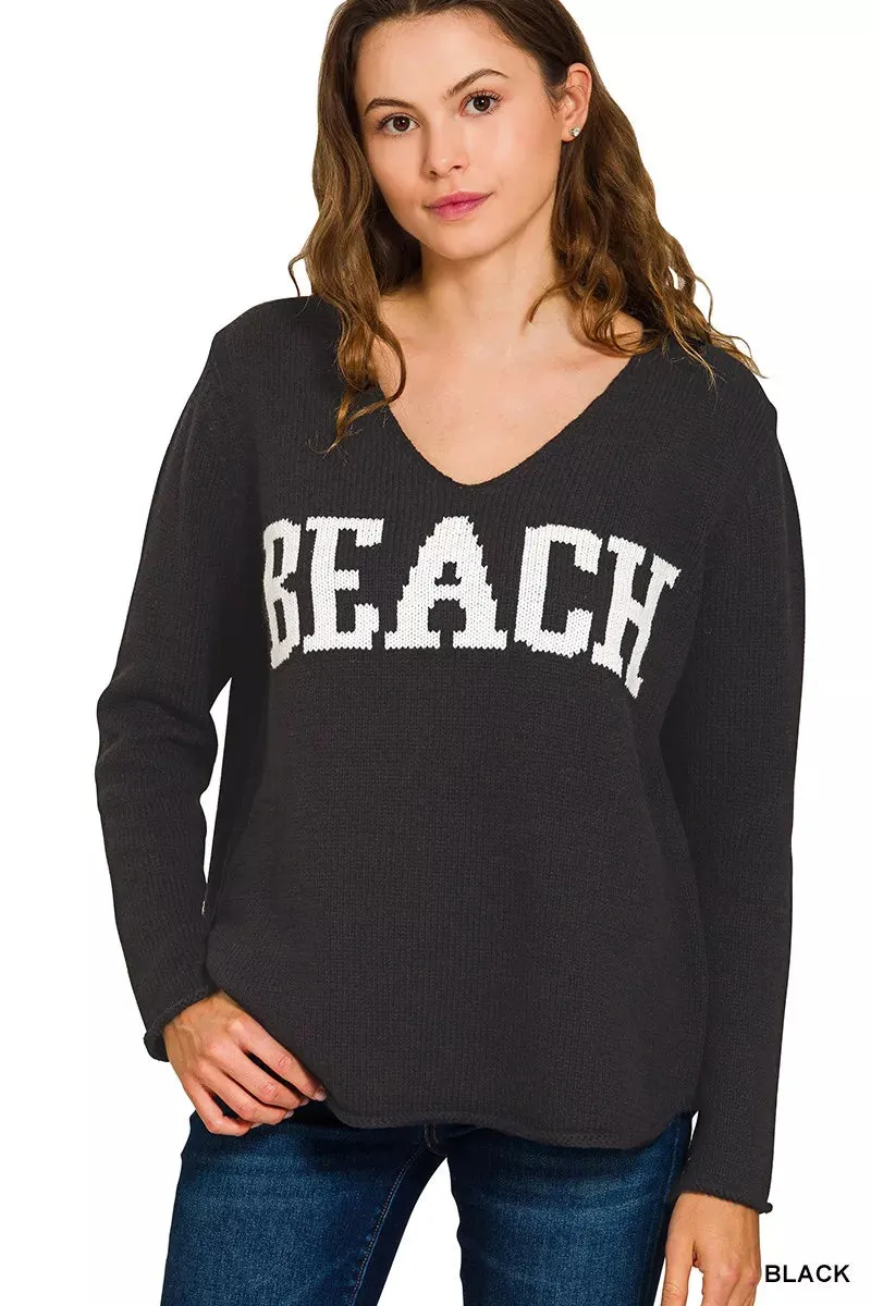 Zenana Beach V Neck Sweater sold by Charming Charlie