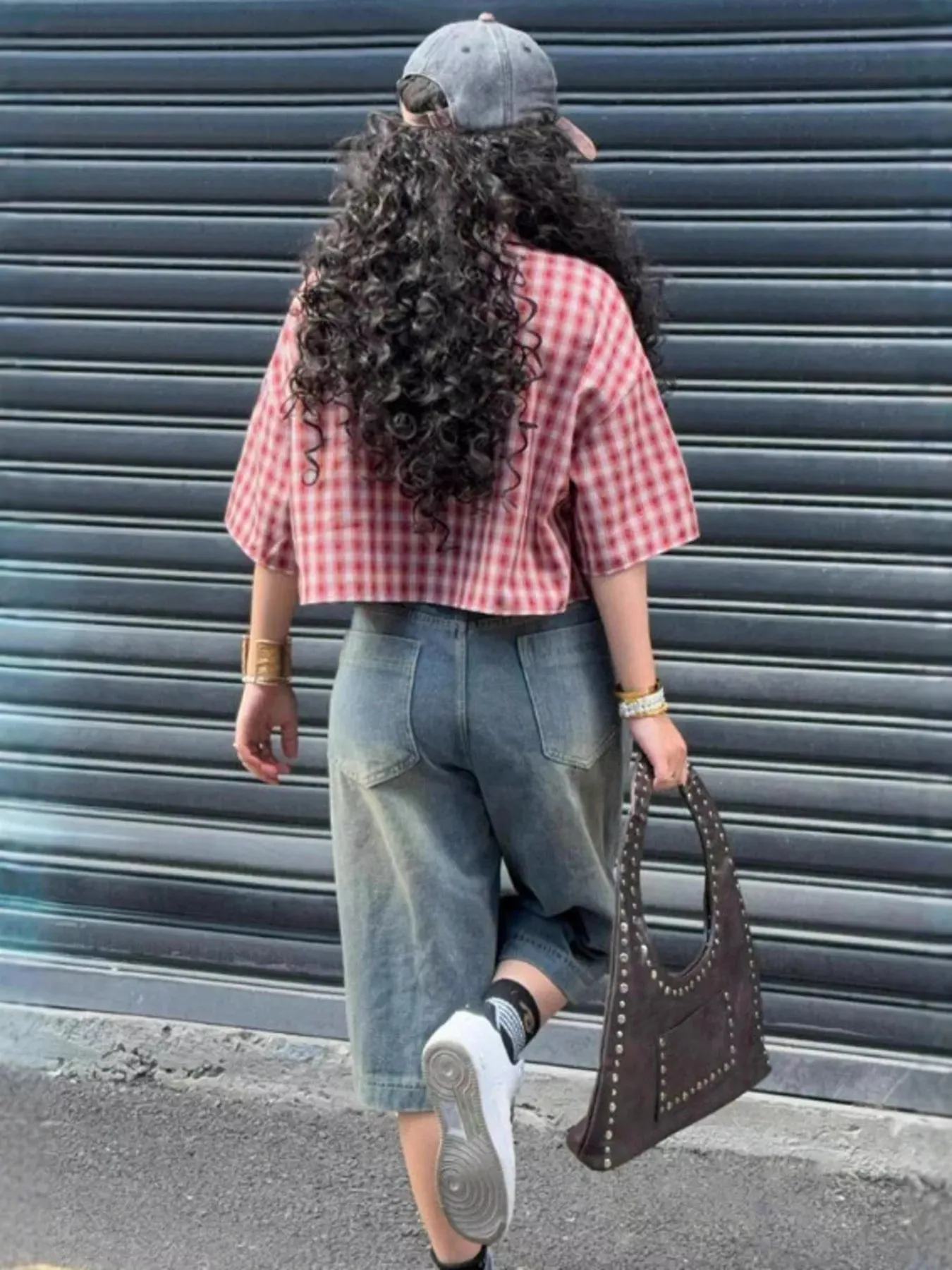 Plaid Button Up Cropped Shirt sold by Charming Charlie product image thumbnail 2