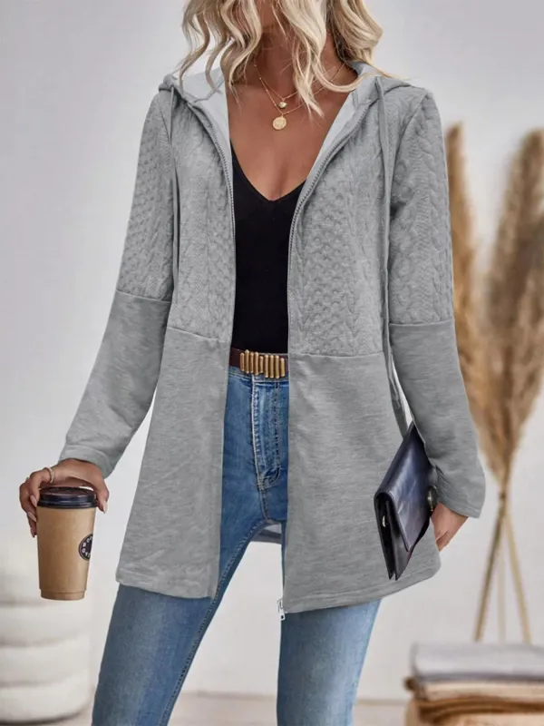 Zip Up Hooded Longline Outerwear sold by Charming Charlie