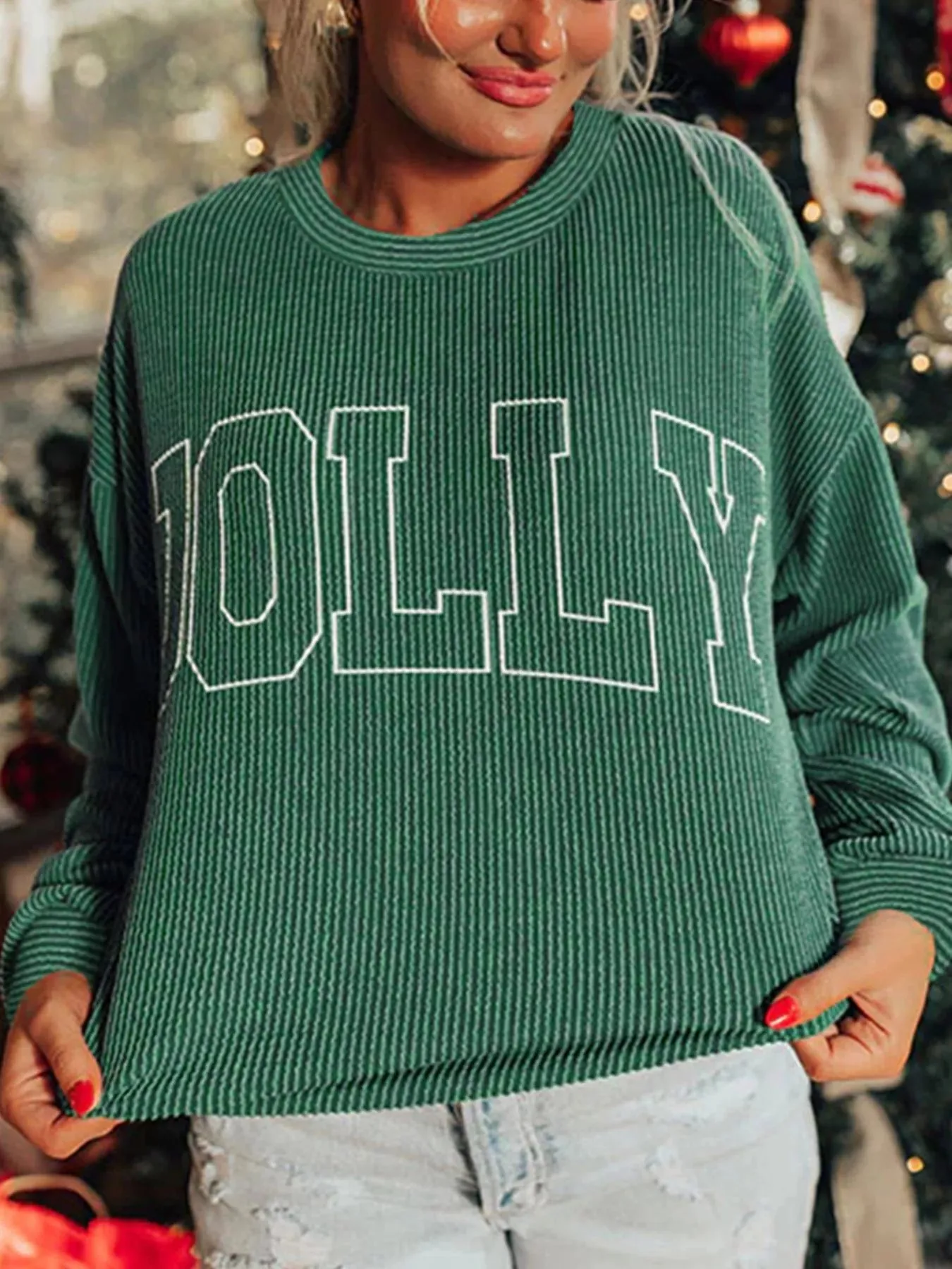 Holly Letter Round Neck Sweatshirt sold by Charming Charlie product image thumbnail 3