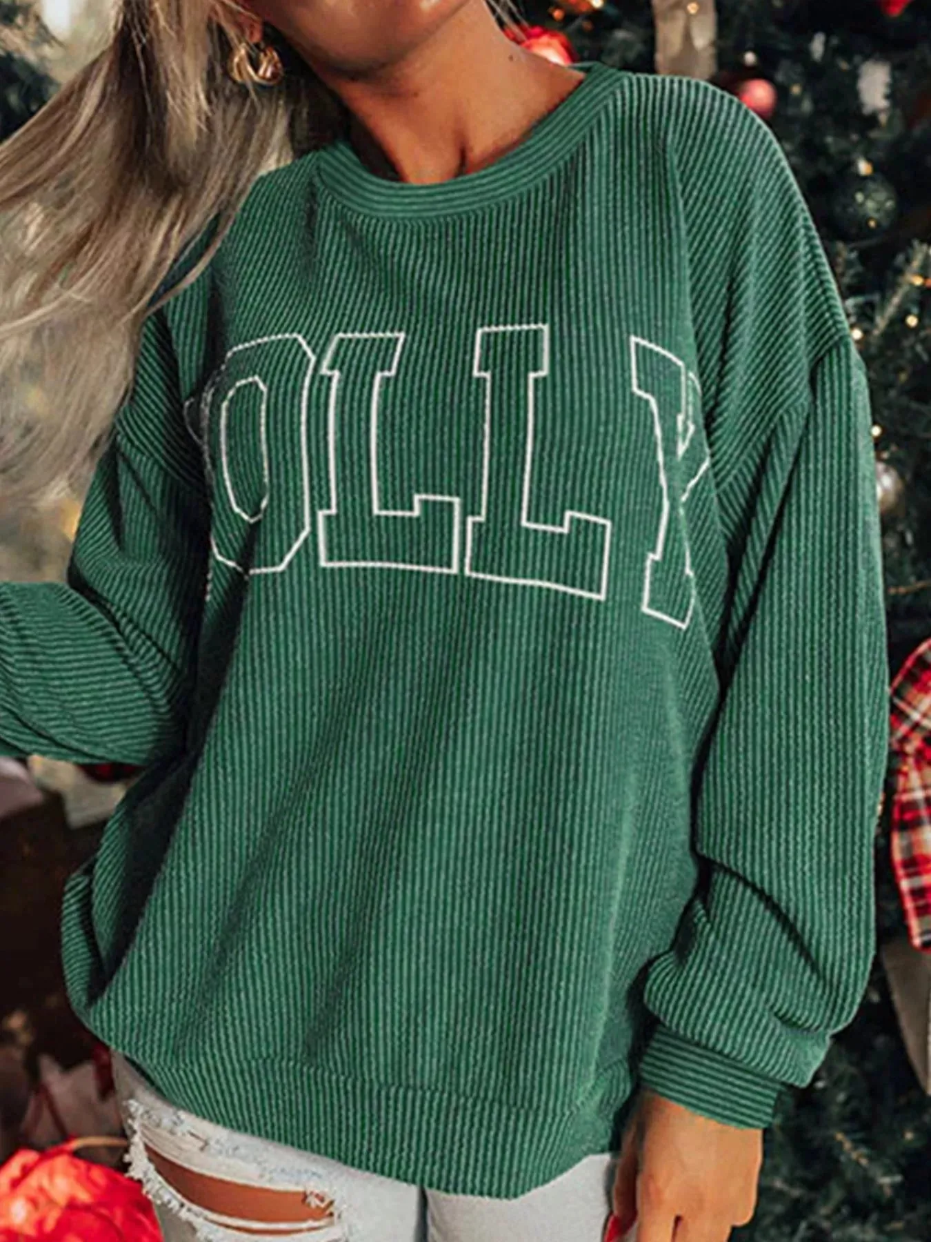 Holly Letter Round Neck Sweatshirt sold by Charming Charlie