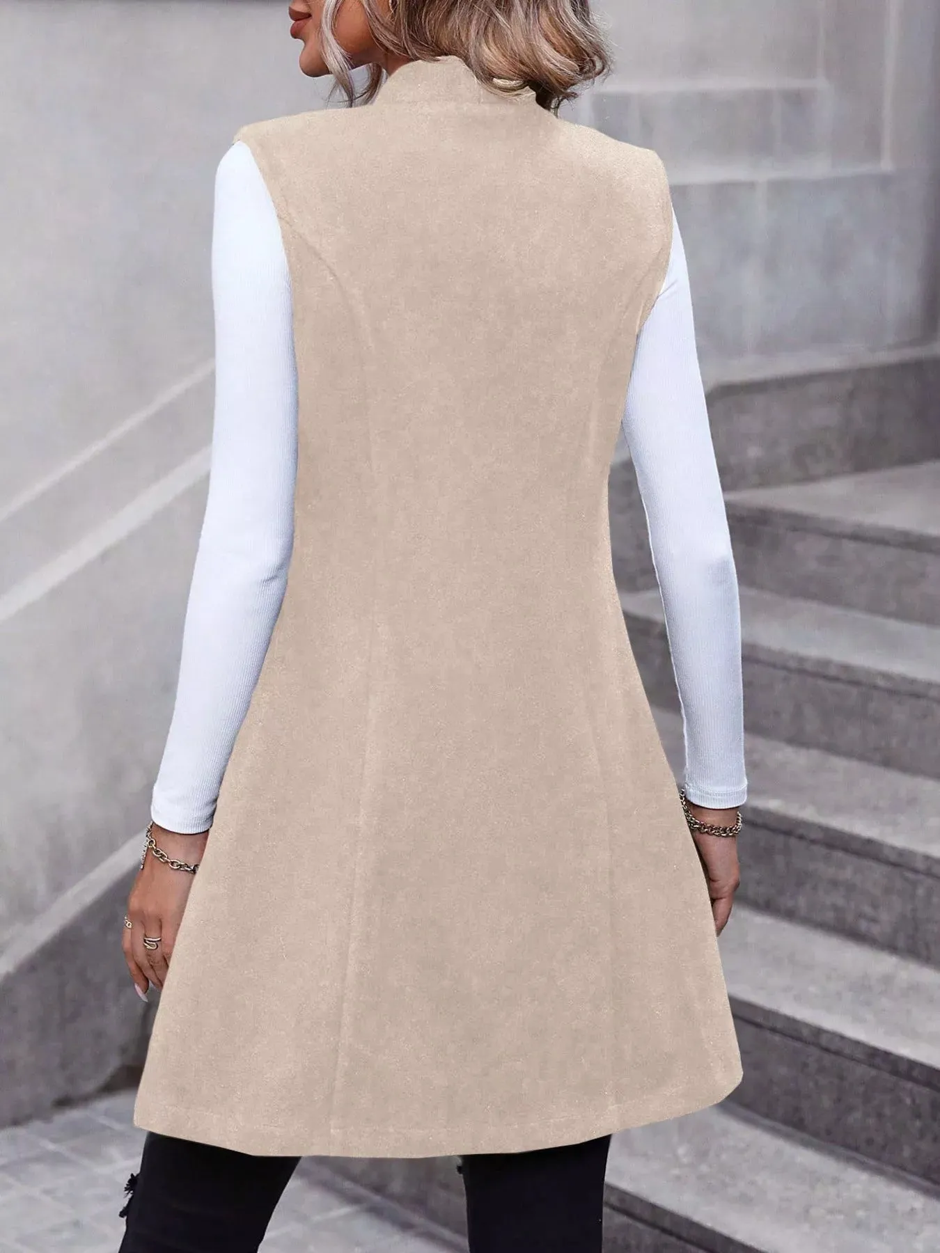 Button-Down Longline Vest Coat sold by Charming Charlie product image thumbnail 4