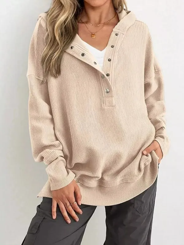 Half Snap Long Sleeve Hoodie sold by Charming Charlie