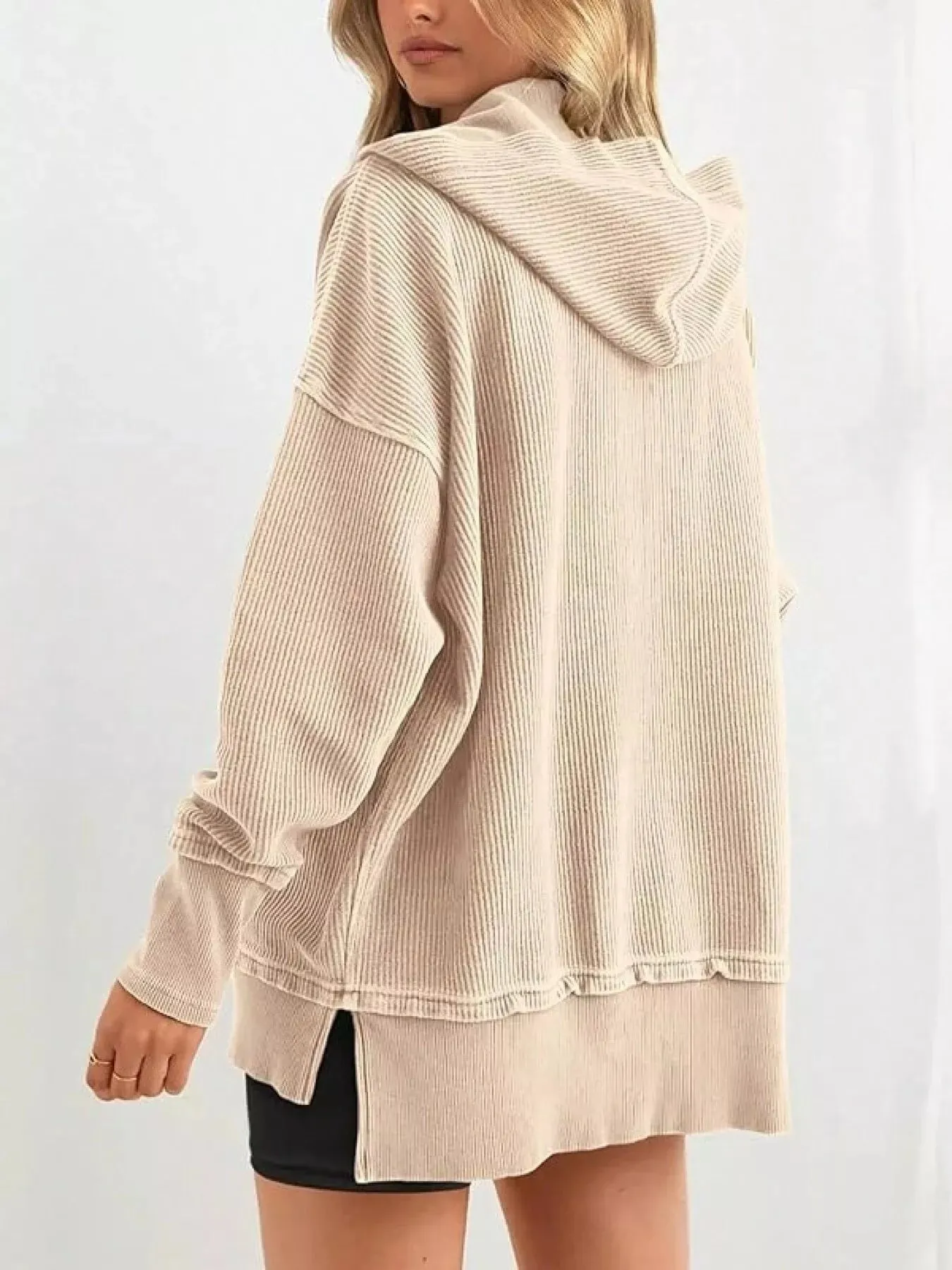 Half Snap Long Sleeve Hoodie sold by Charming Charlie product image thumbnail 2