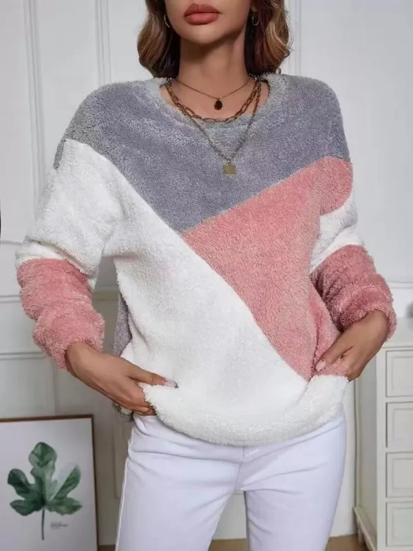 Color Block Fuzzy Knit Sweatshirt sold by Charming Charlie