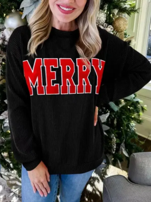 MERRY Round Neck Christmas Sweatshirt sold by Charming Charlie