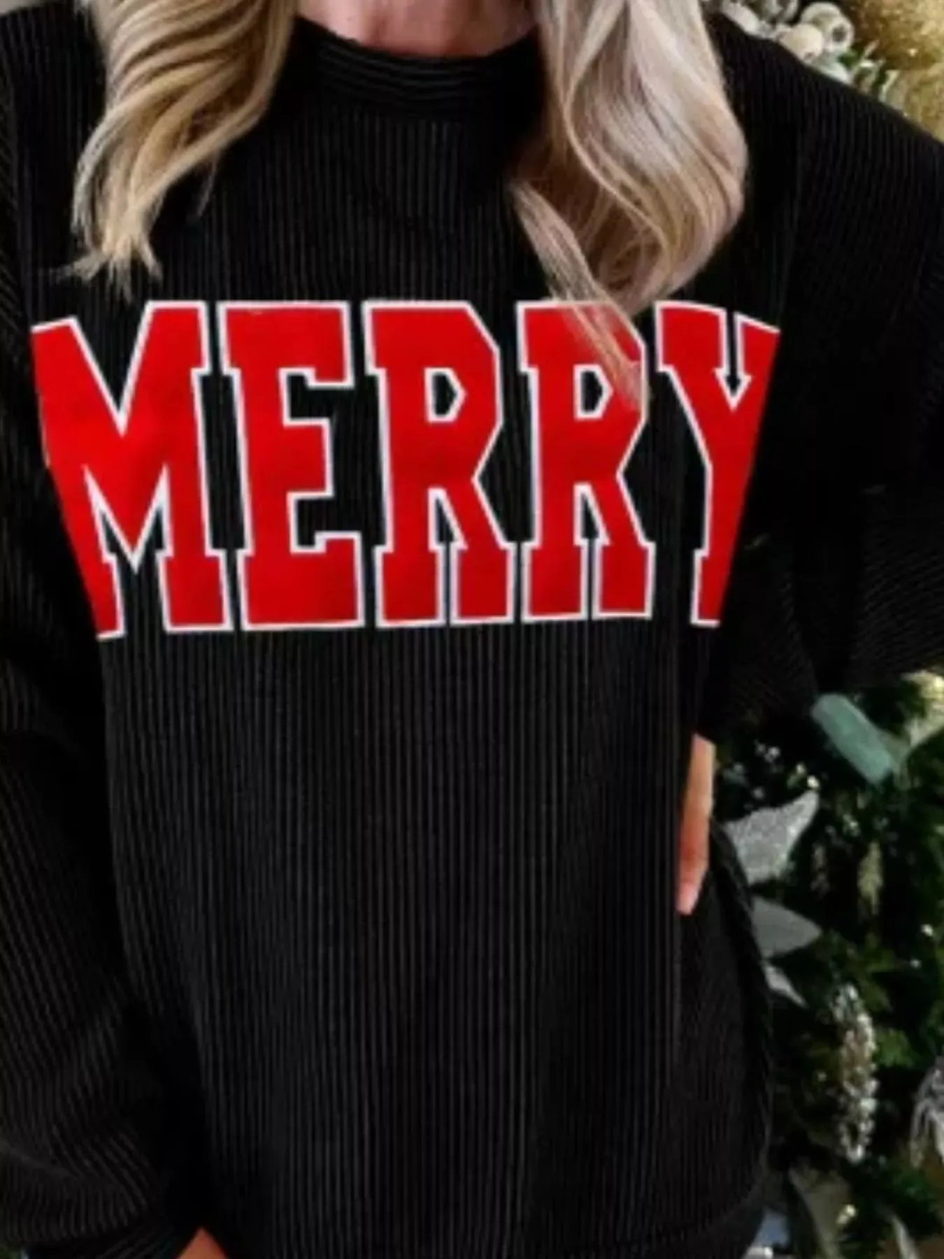 MERRY Round Neck Christmas Sweatshirt sold by Charming Charlie product image thumbnail 3