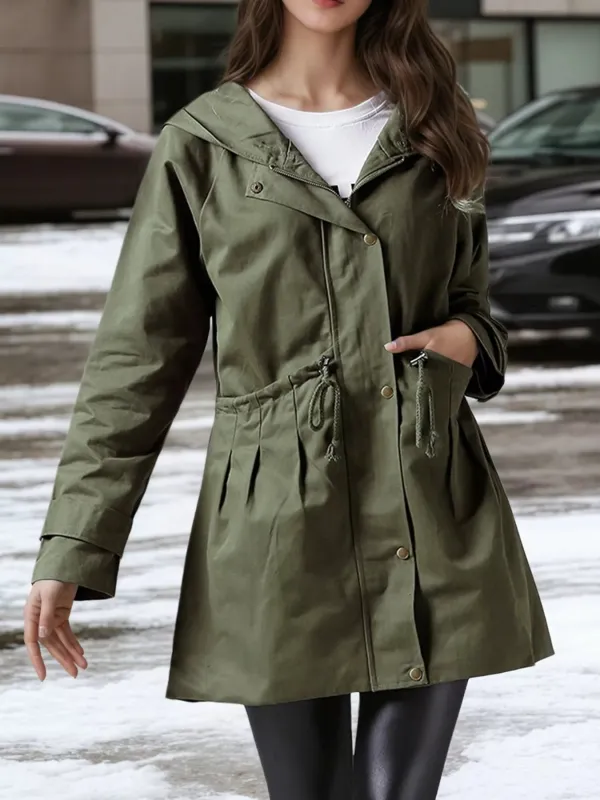 Plus Size Hooded Drawstring Waist Trench Coat sold by Charming Charlie