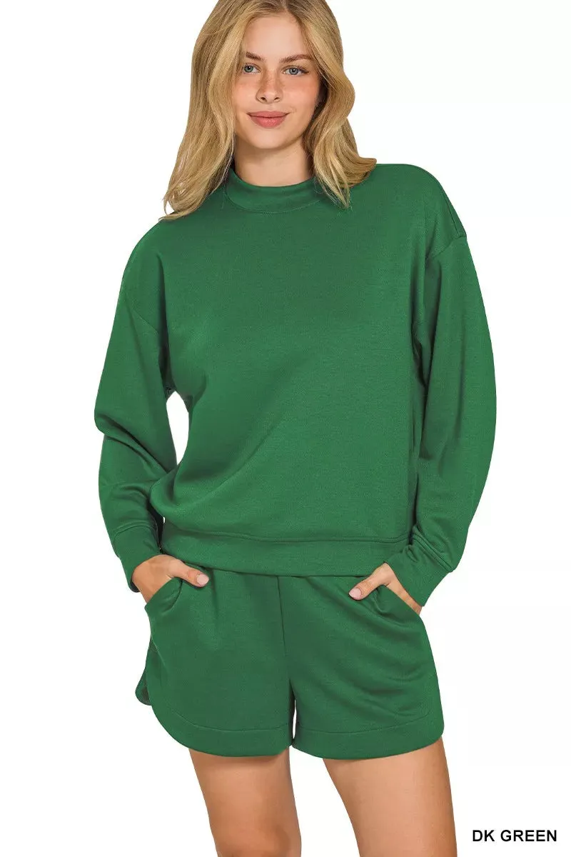 Zenana Scuba Long Sleeve Sweatshirt and Shorts Set sold by Charming Charlie product image thumbnail 2