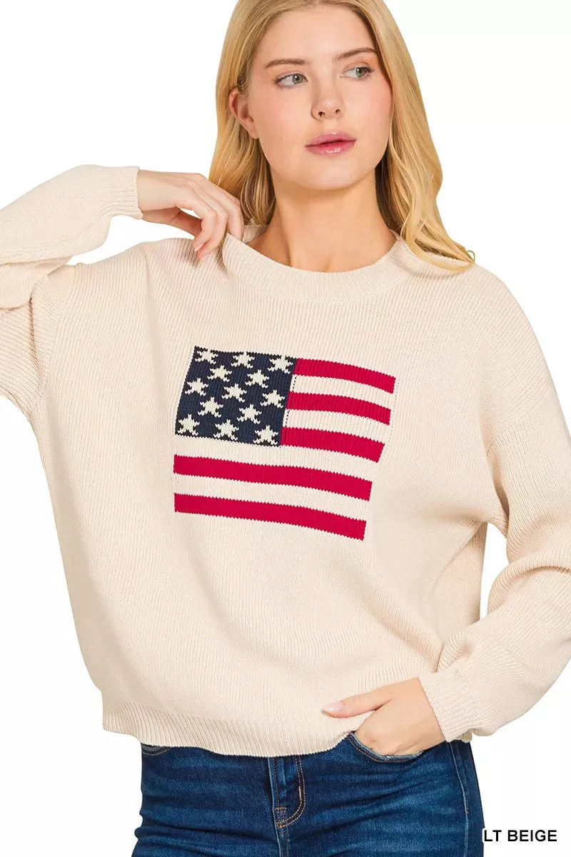Zenana American Flag Crew Neck Sweater sold by Charming Charlie product image thumbnail 5