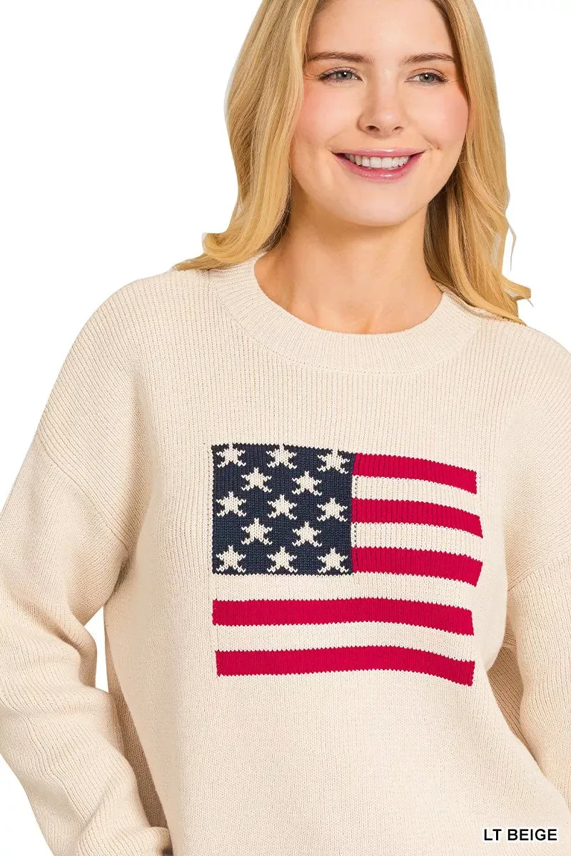 Zenana American Flag Crew Neck Sweater sold by Charming Charlie product image thumbnail 2
