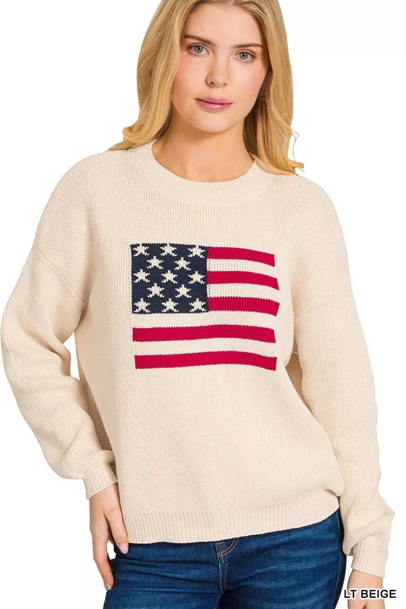 Zenana American Flag Crew Neck Sweater sold by Charming Charlie product image thumbnail 3