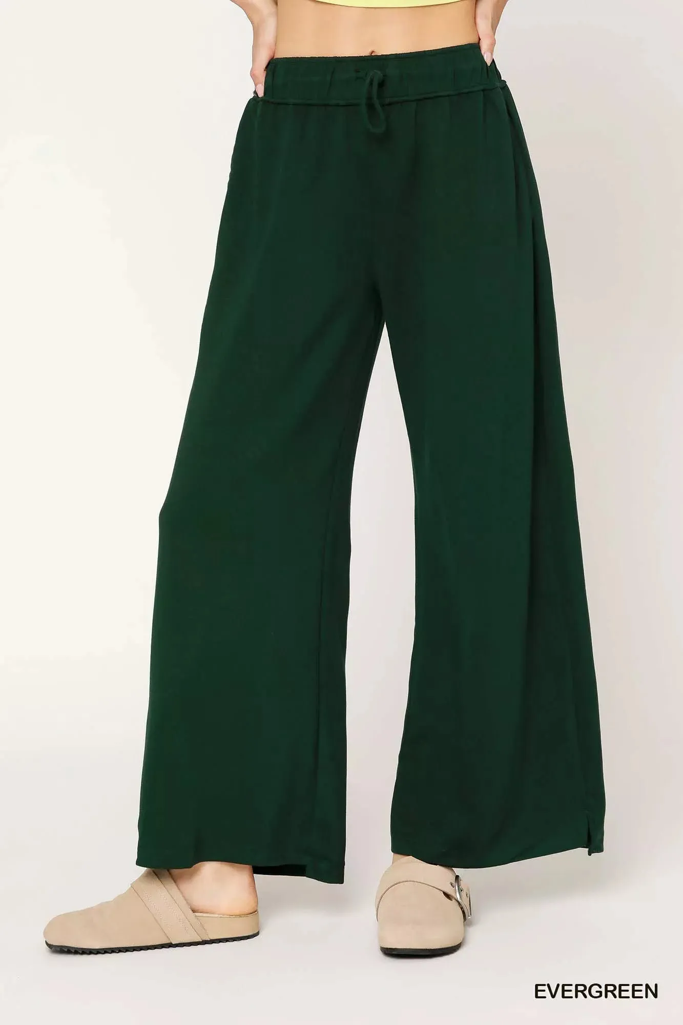Umgee Elastic Drawstring Waistband Wide Leg Pants sold by Charming Charlie product image thumbnail 2