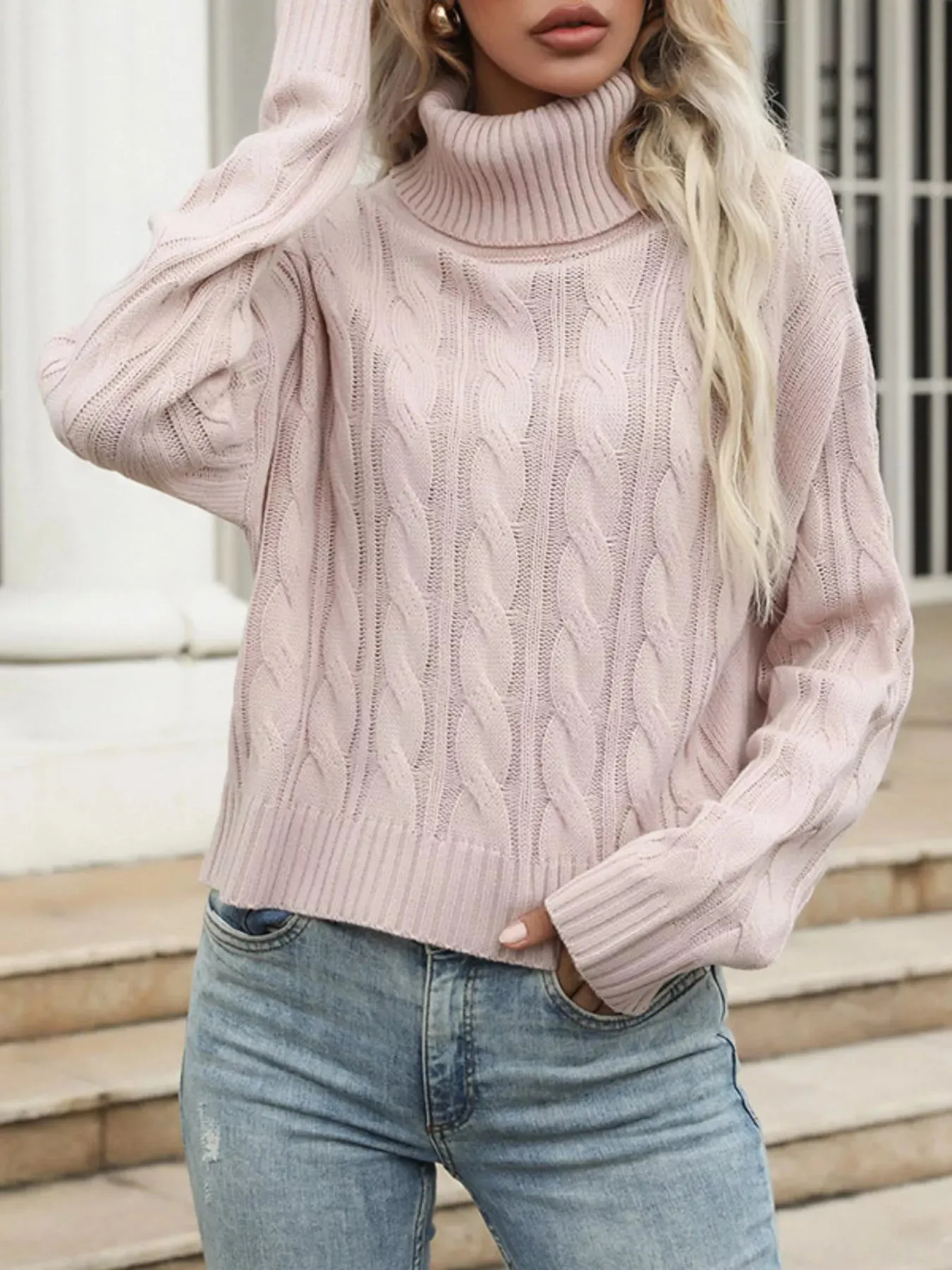 Cable Knit Turtleneck Sweater sold by Charming Charlie product image thumbnail 2
