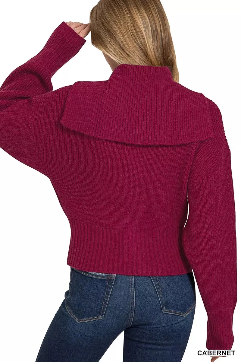 Zenana Ribbed Collared Zip Up Sweater Cardigan sold by Charming Charlie product image thumbnail 4