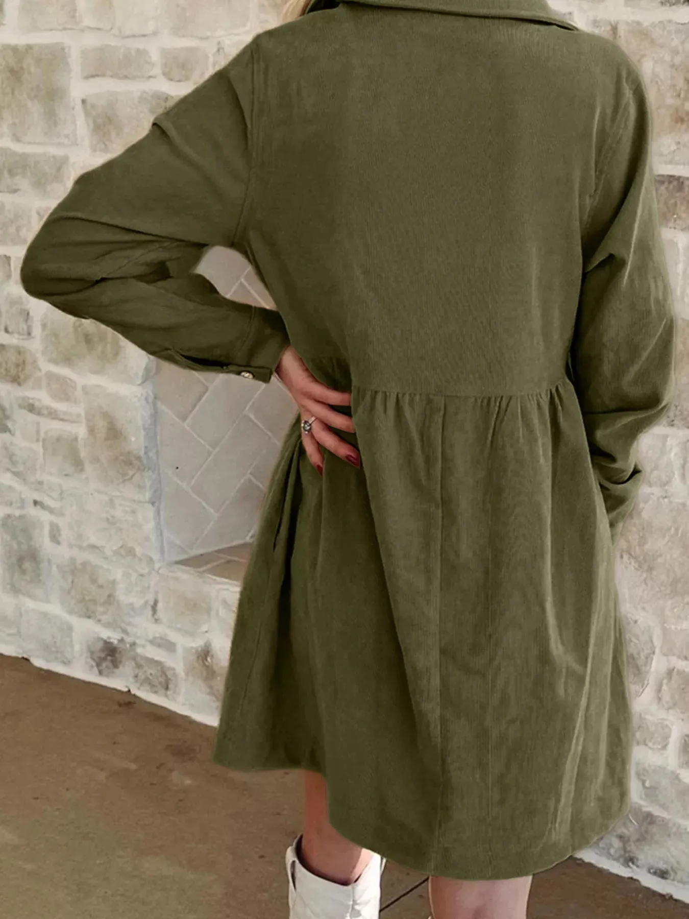 Casual Corduroy Button Detail Mini Dress sold by Charming Charlie product image thumbnail 2