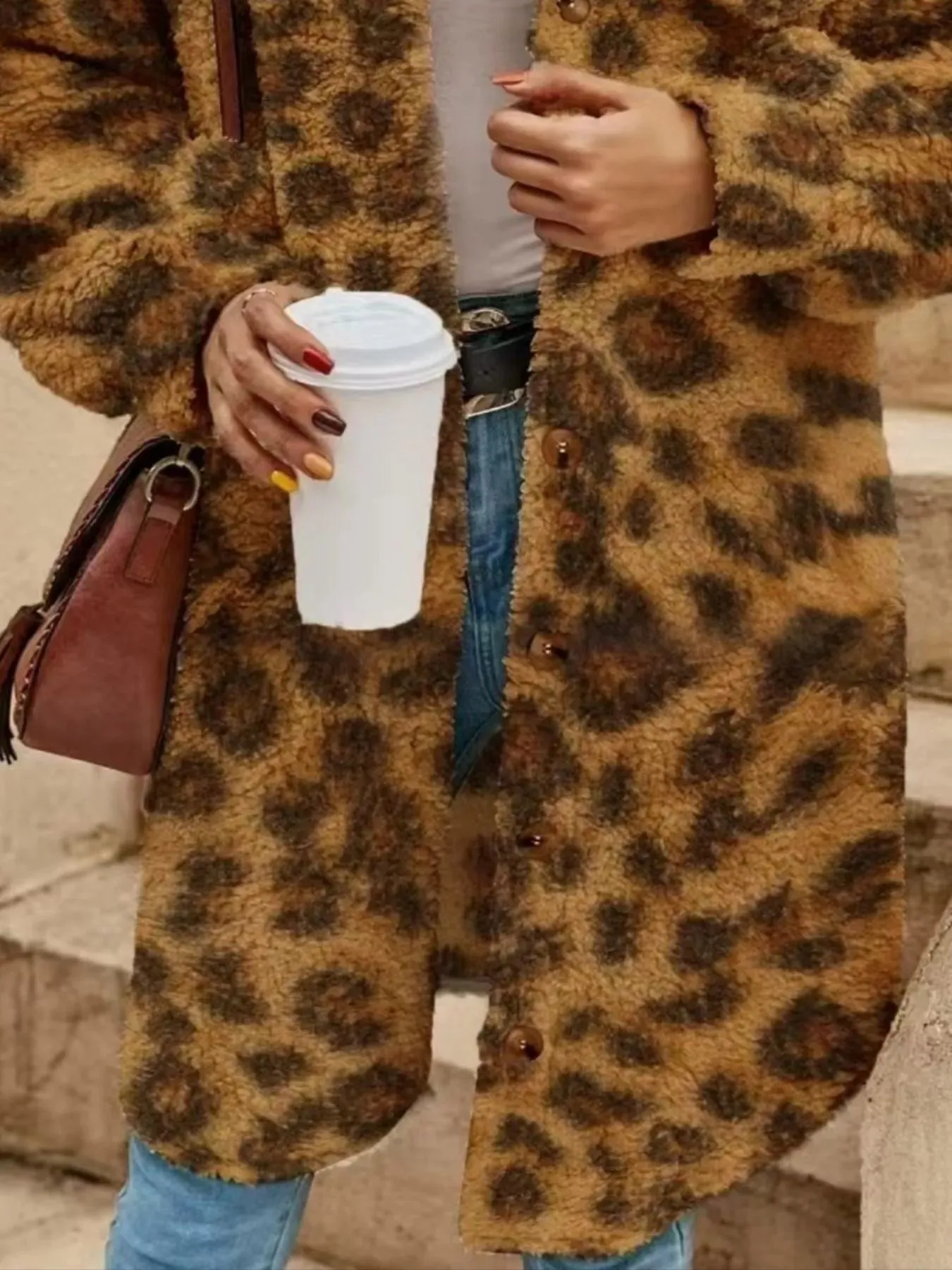 Full Size Fuzzy Fleece Longline Coat Plus Size sold by Charming Charlie product image thumbnail 3