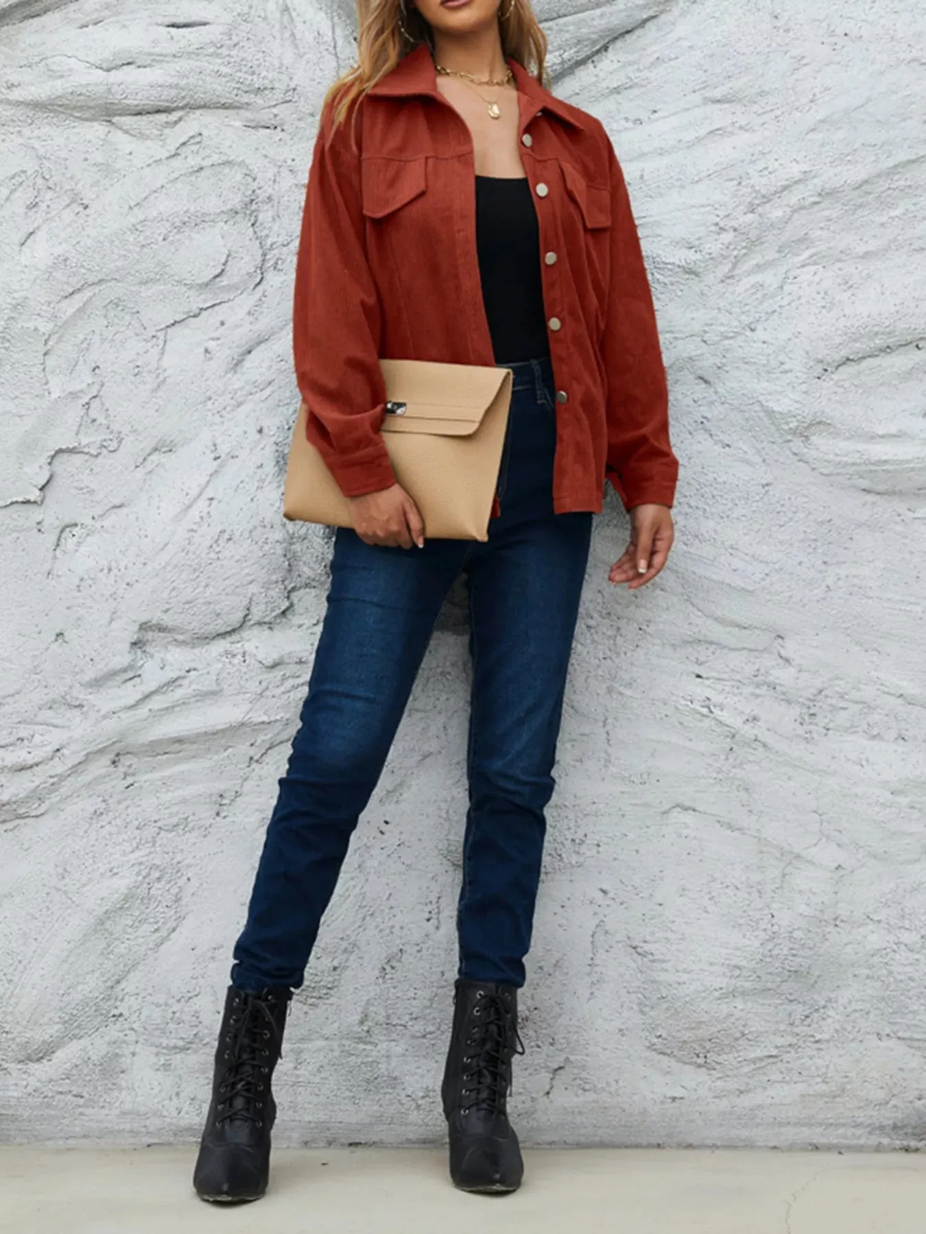 Corduroy Button-Down Shacket sold by Charming Charlie product image thumbnail 4