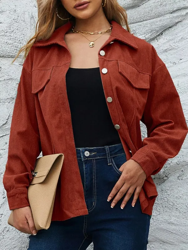 Corduroy Button-Down Shacket sold by Charming Charlie