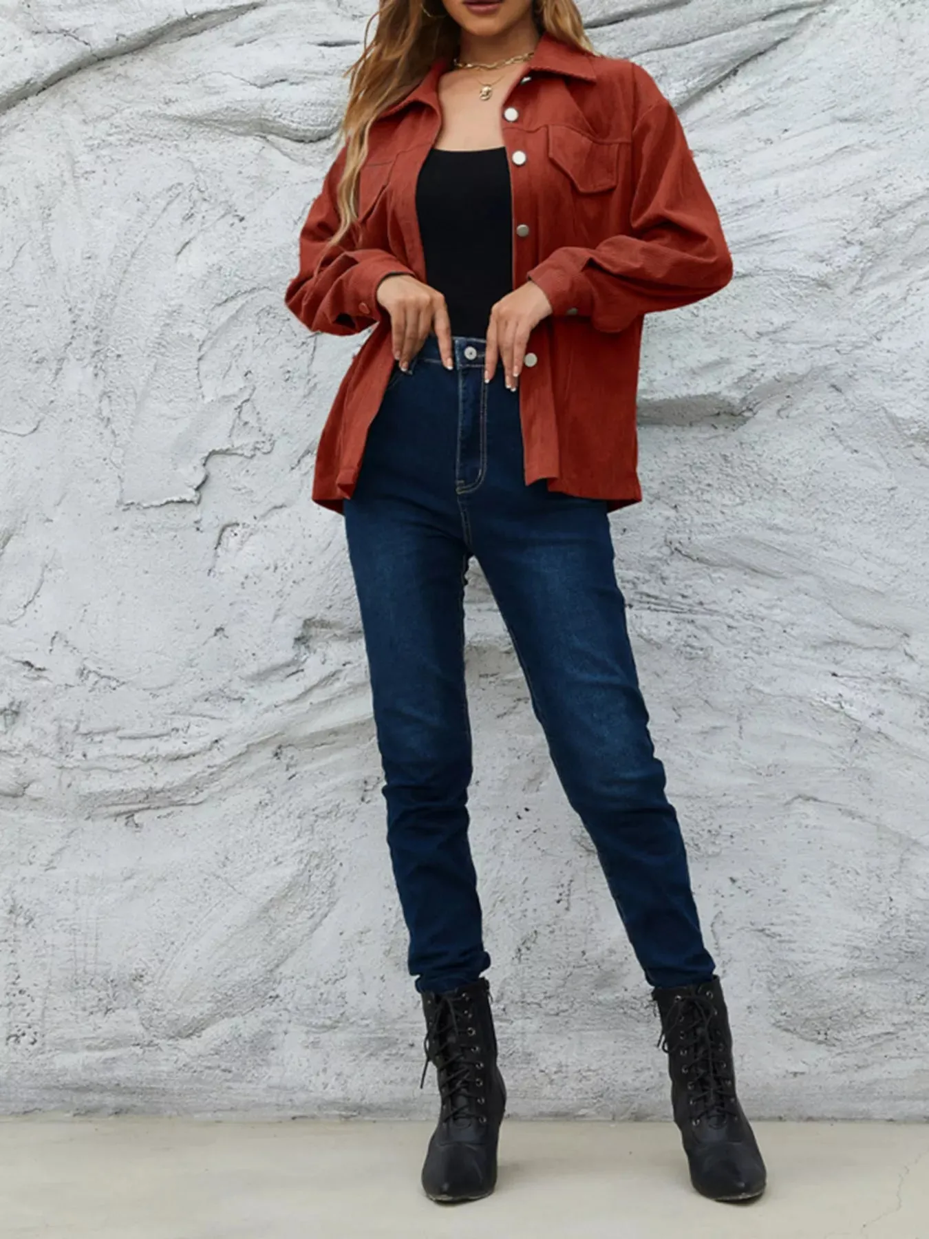 Corduroy Button-Down Shacket sold by Charming Charlie product image thumbnail 5