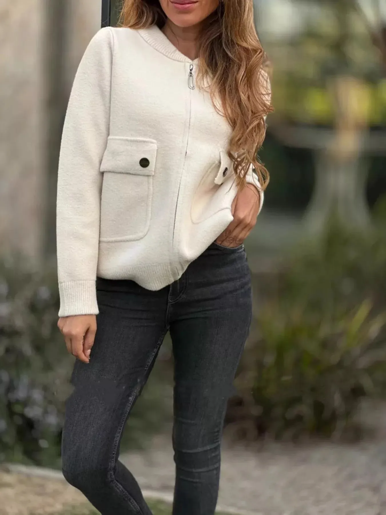 Full Size Zip-Up Long Sleeve Outerwear Plus Size sold by Charming Charlie product image thumbnail 4