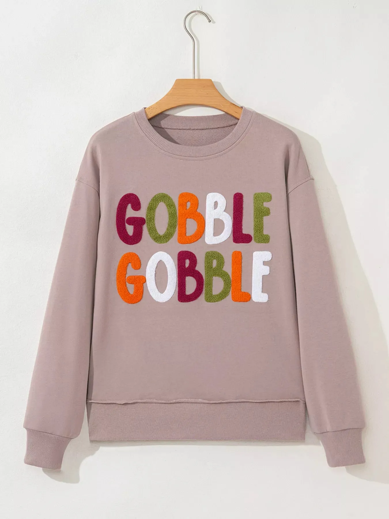 GOBBLE Letter Graphic Thanksgiving Shift Sweatshirt sold by Charming Charlie product image thumbnail 2