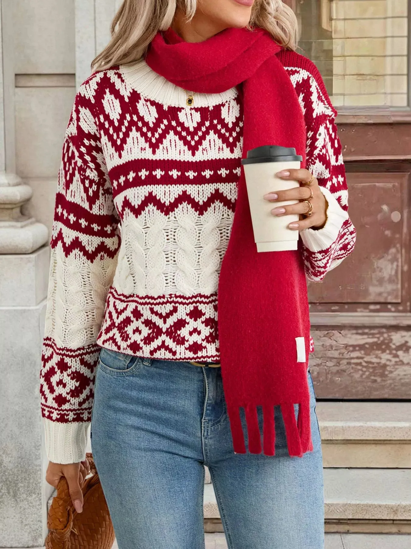 Christmas Cable Knit Long Sleeve Sweater sold by Charming Charlie