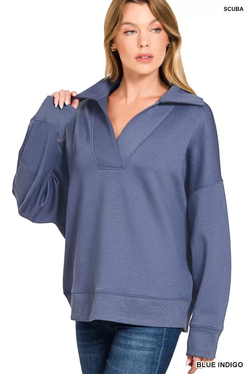 Zenana Scuba Collared Pullover and Pants Set sold by Charming Charlie product image thumbnail 4