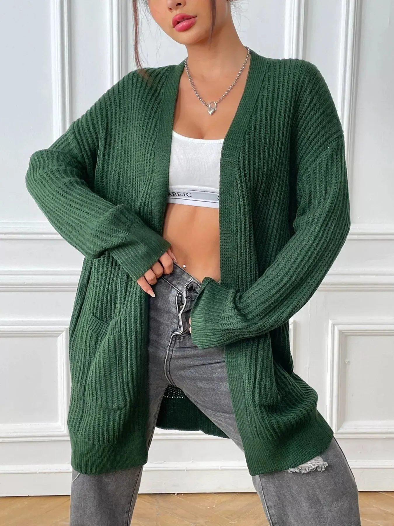 Open Front Drop Shoulder Cardigan sold by Charming Charlie product image thumbnail 5