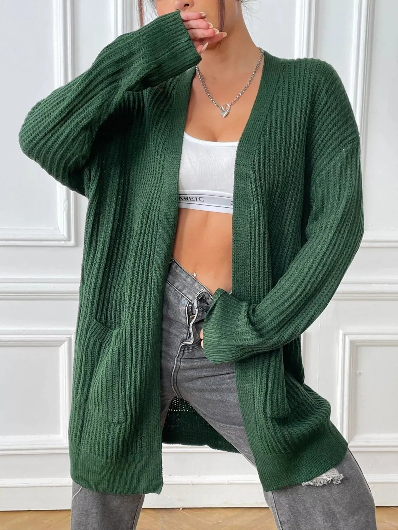Open Front Drop Shoulder Cardigan sold by Charming Charlie product image thumbnail 4