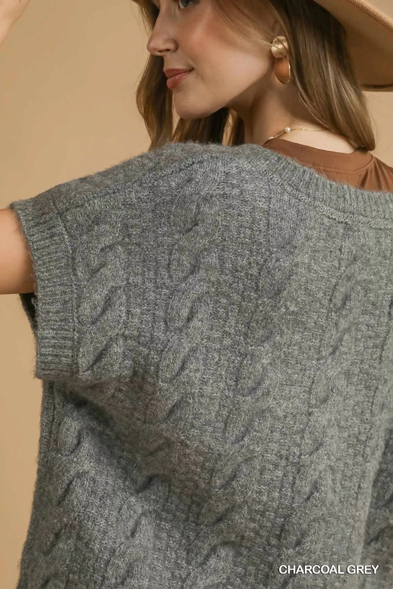 Umgee Cable-Knit V-Neck Sweater sold by Charming Charlie product image thumbnail 5