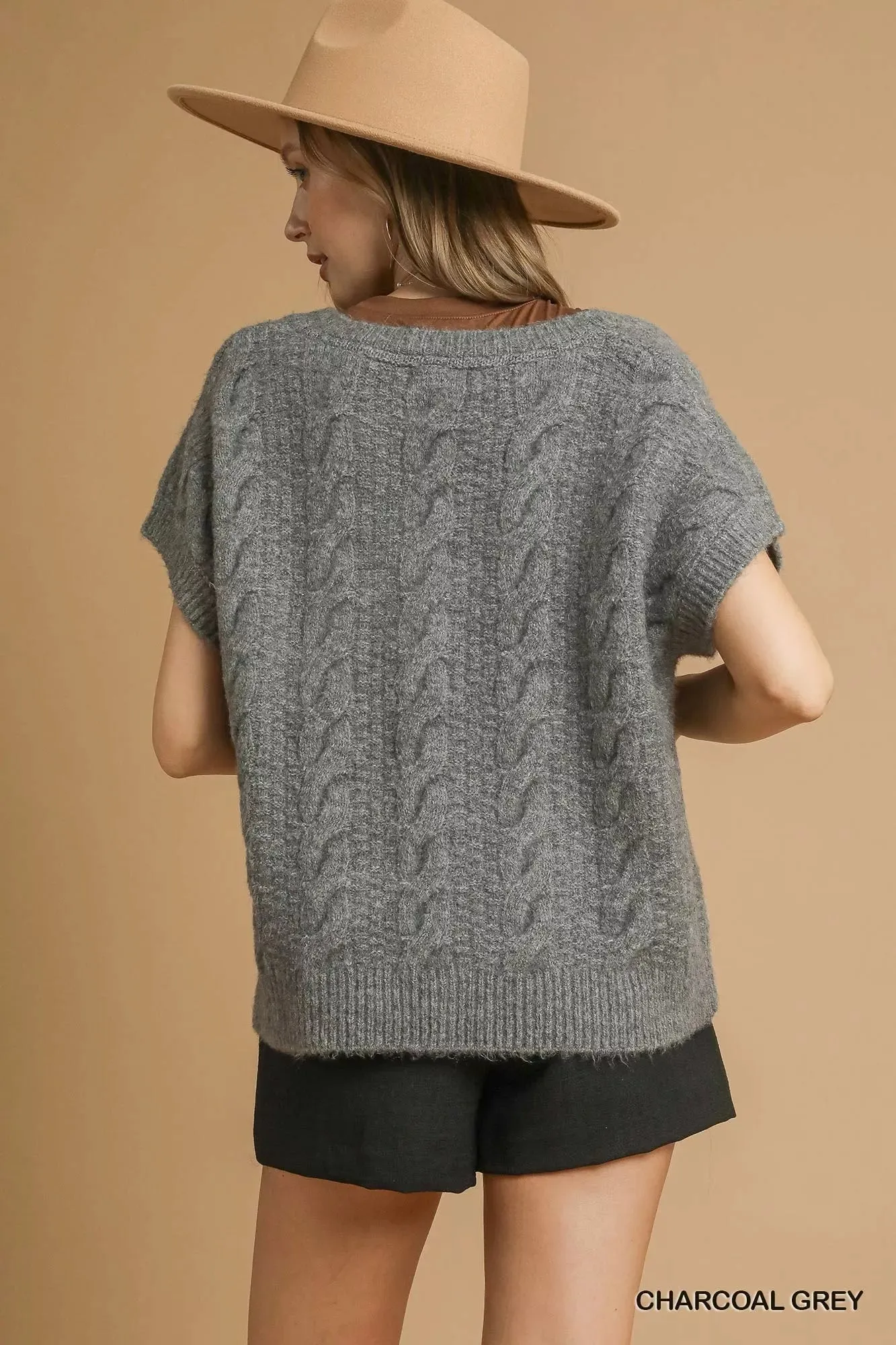Umgee Cable-Knit V-Neck Sweater sold by Charming Charlie product image thumbnail 3