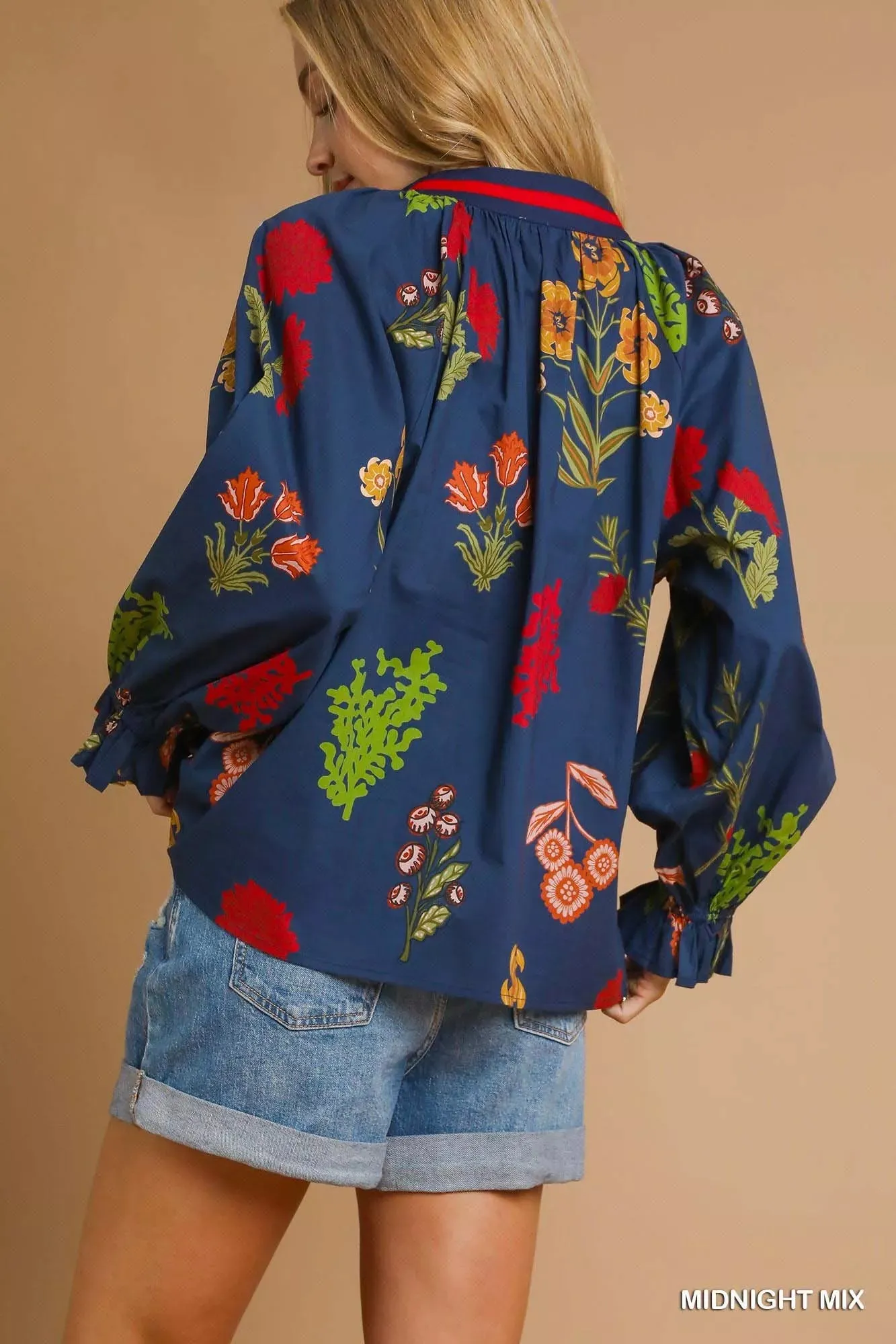 Umgee Floral Print Flounce Sleeve Blouse sold by Charming Charlie product image thumbnail 3