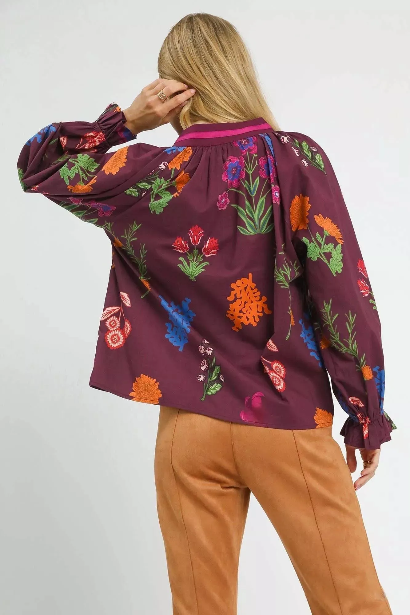 Umgee Floral Print Flounce Sleeve Blouse sold by Charming Charlie product image thumbnail 3