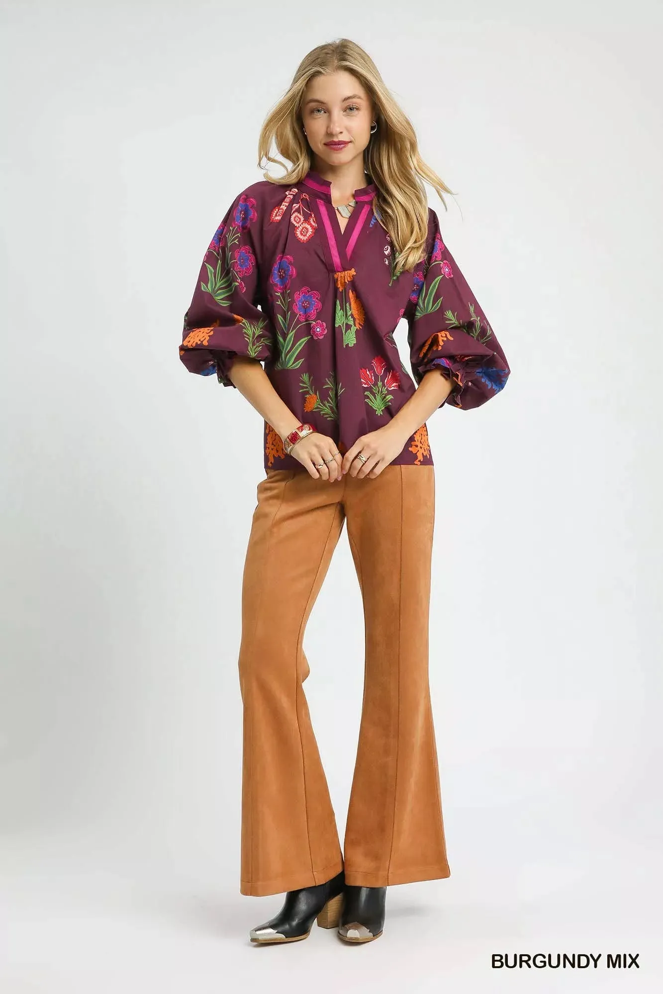 Umgee Floral Print Flounce Sleeve Blouse sold by Charming Charlie product image thumbnail 4