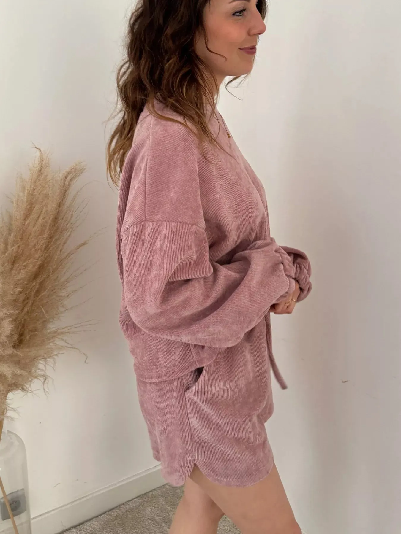 Round Neck Dropped Shoulder Top and Drawstring Shorts Set sold by Charming Charlie product image thumbnail 3