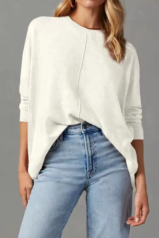 Casual Seam Detail Loose-Fit Knit Sweater sold by Charming Charlie