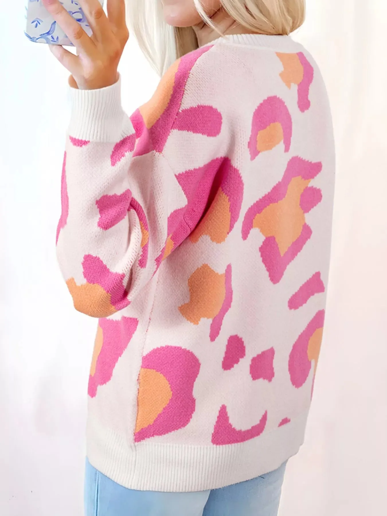 Leopard Print Drop Shoulder Baggy Sweater sold by Charming Charlie product image thumbnail 2