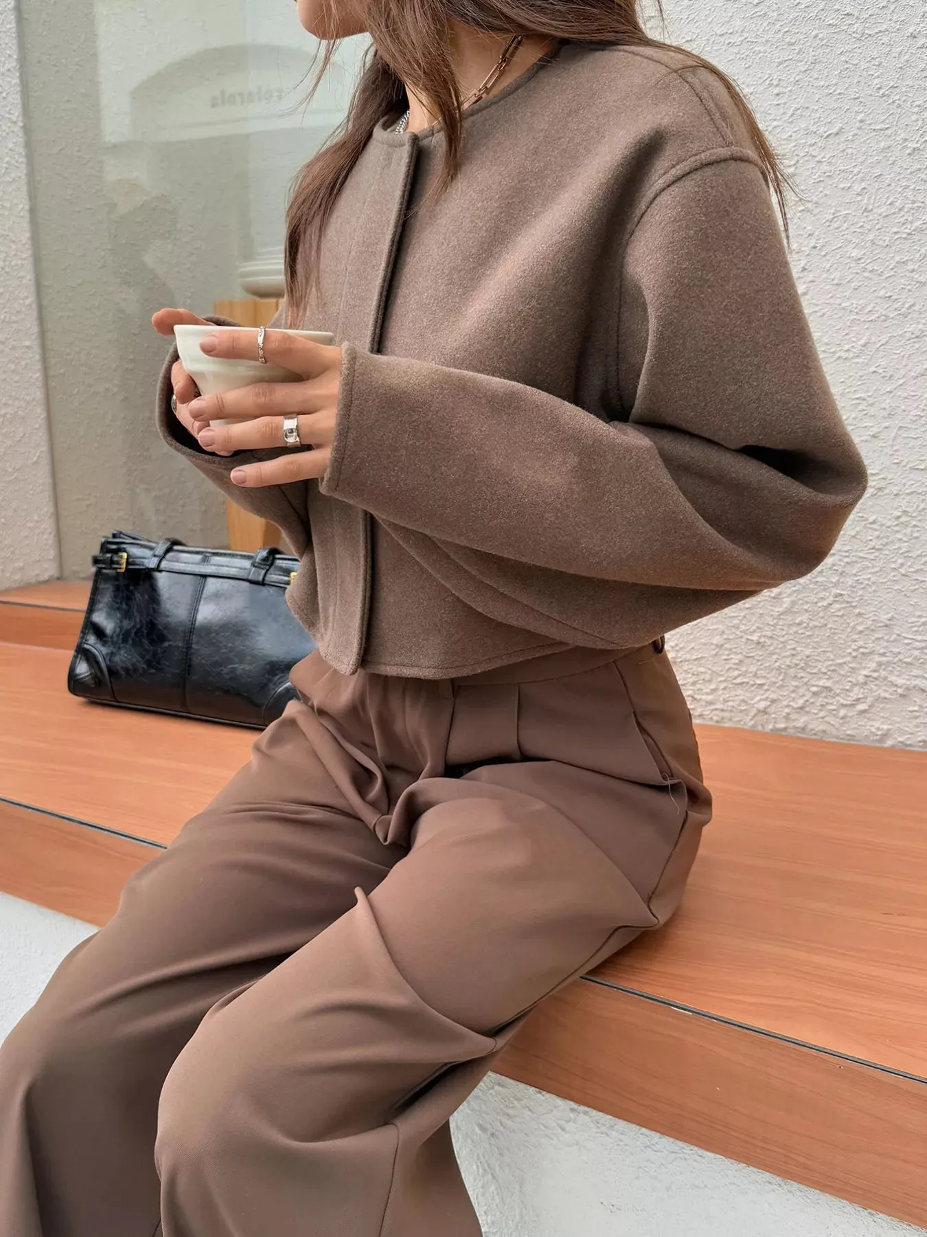 Button-Front Dropped Shoulder Cropped Jacket sold by Charming Charlie product image thumbnail 4